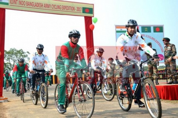 India Bangladesh armies kicks of bicycle rally at Agartala